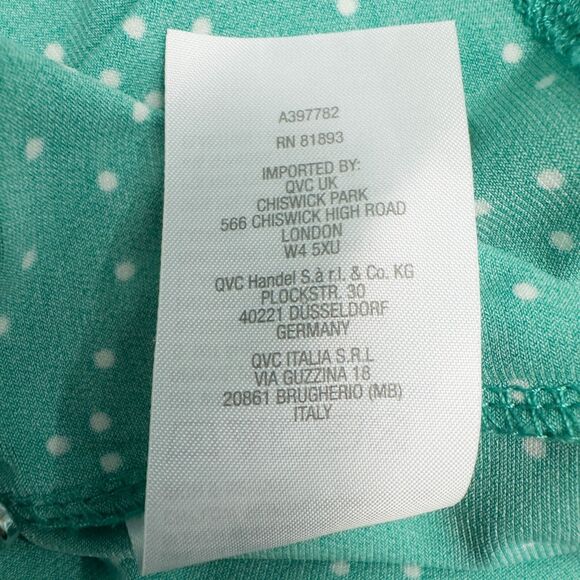 Susan Graver Printed Liquid Knit Button Front Shirt Womens XL Green Polka Dot - Picture 13 of 13